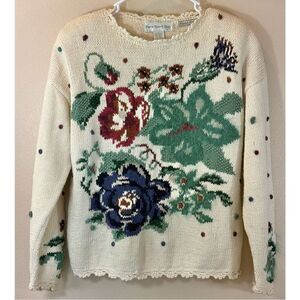 Vintage Paris Sport Club Women's Hand Knitted Mohair Blend Knit Sweater Large